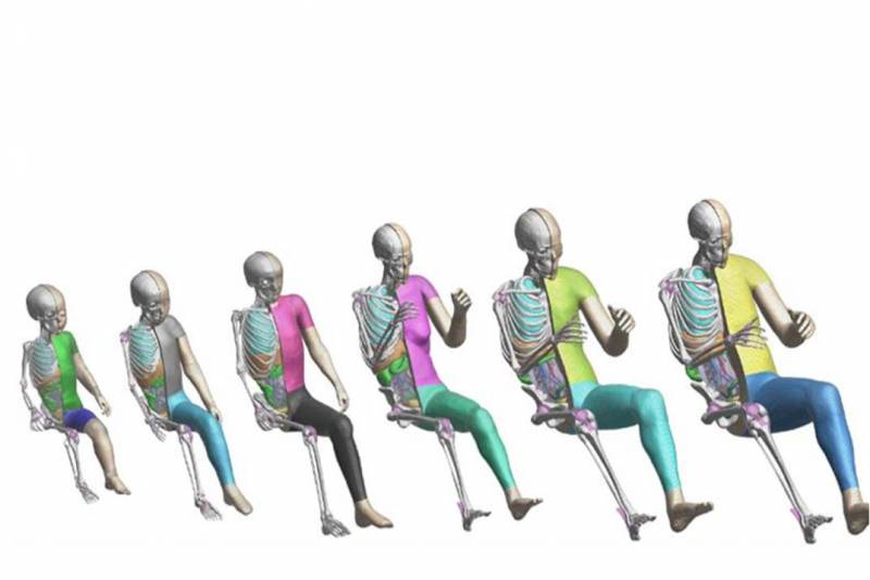 Illustration of human body holding the steering wheel.