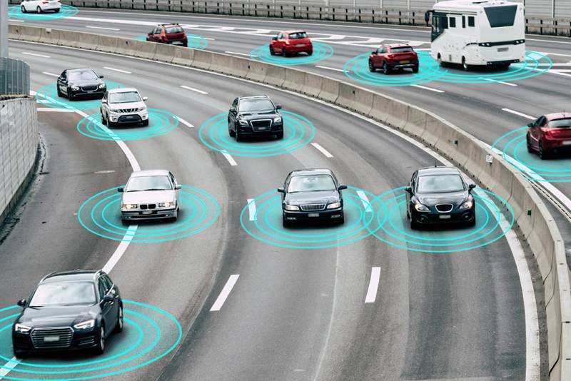 Photo of cars with ring graphics over them.