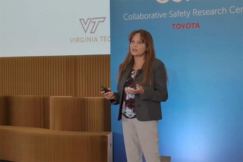 Researcher speaking at the Safer Mobility event.